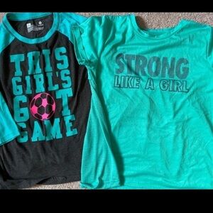 Xersion tops + Justice shorts